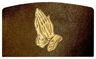 DACRO-516-GD-SH-BR Gold Praying Hands Shimmer Brown